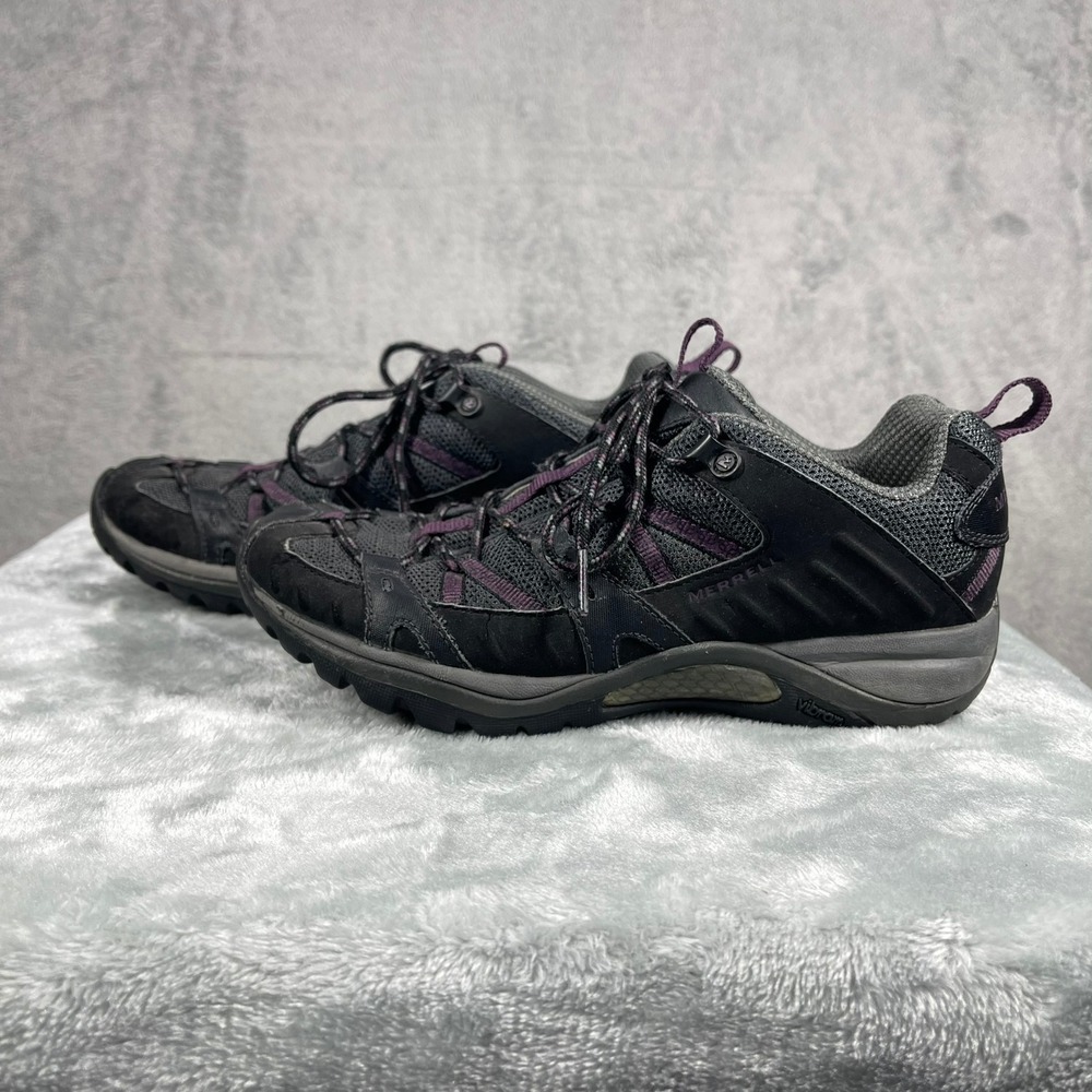 Merrell Hiking Shoes Women 8 Black Purple J46592 Vibram Trail Sneaker